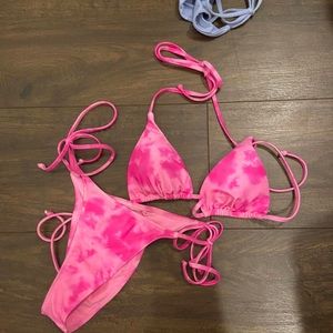 White Fox pink tie dye bikini set